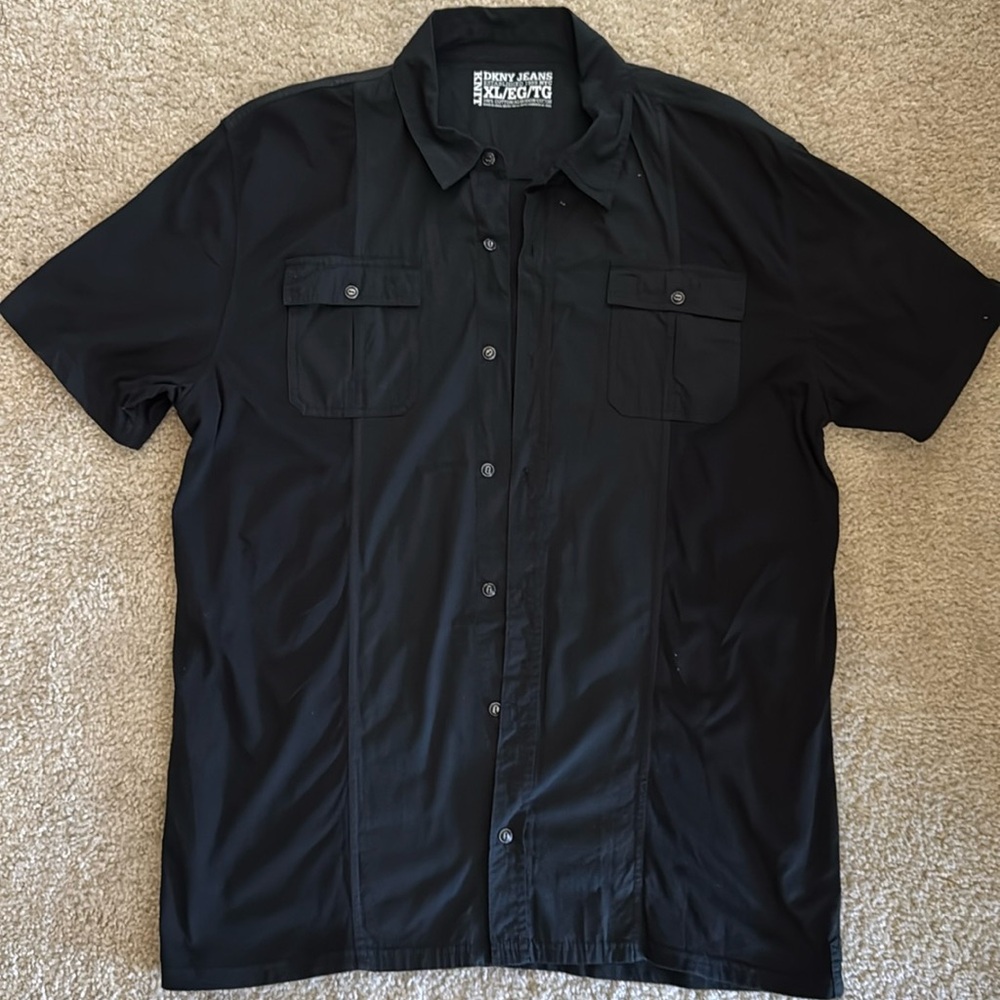 🔥5 for $10 DKNY Men's Black Casual Button Down Shirt